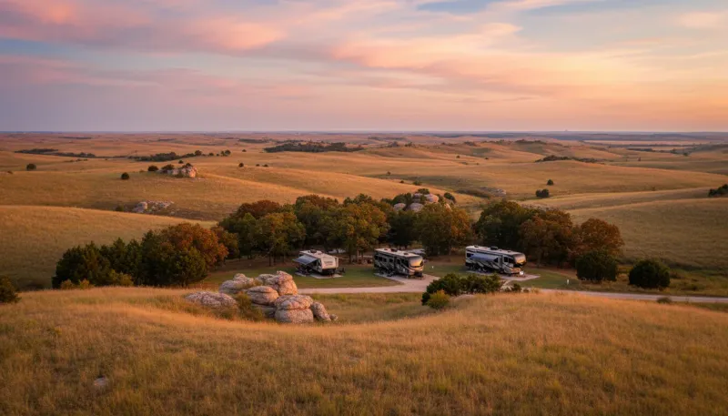 Kansas landscape, backdrop for the RV Park Hubs Wichita directory