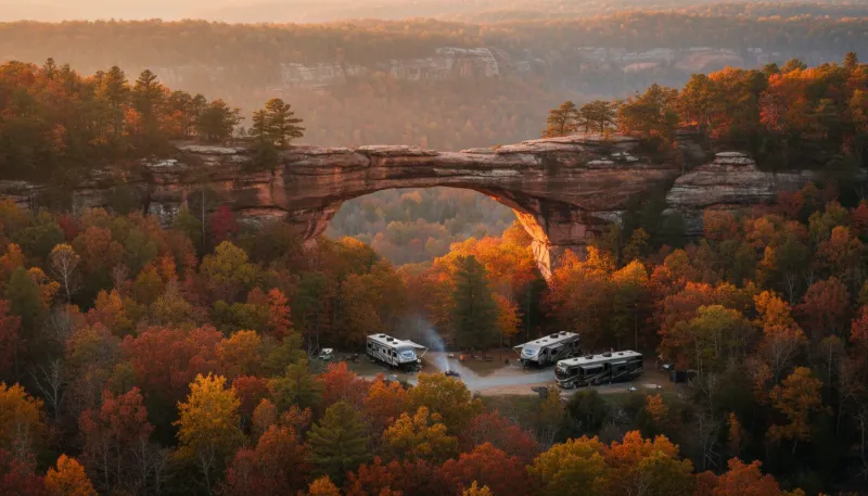 Kentucky landscape, backdrop for the RV Park Hubs Cave City directory