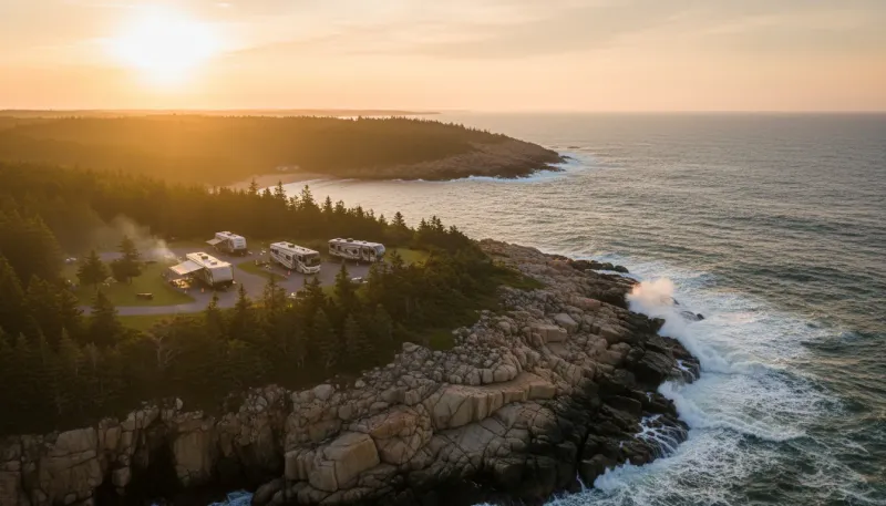 Maine landscape, backdrop for the RV Park Hubs Bar Harbor directory