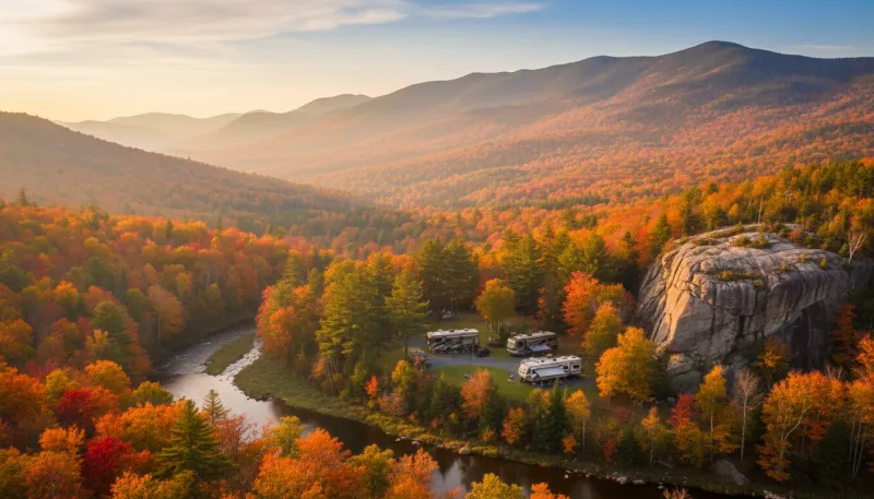 New Hampshire landscape, backdrop for the RV Park Hubs Franconia directory