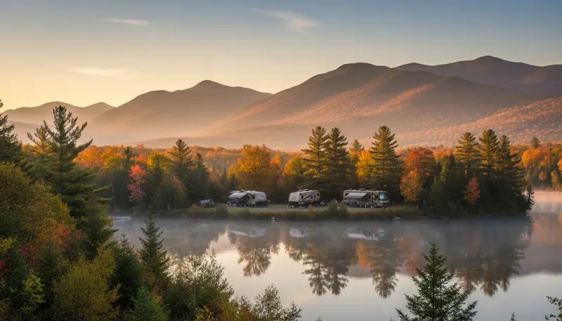 New York landscape, backdrop for the RV Park Hubs Lake George directory