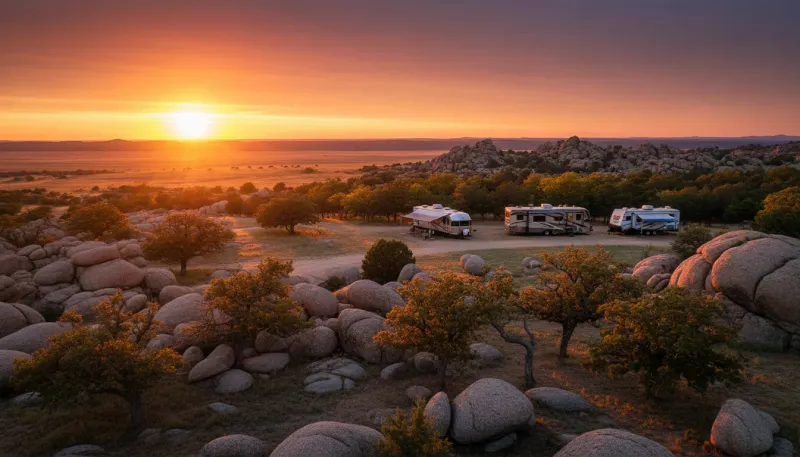Oklahoma landscape, backdrop for the RV Park Hubs Broken Bow directory