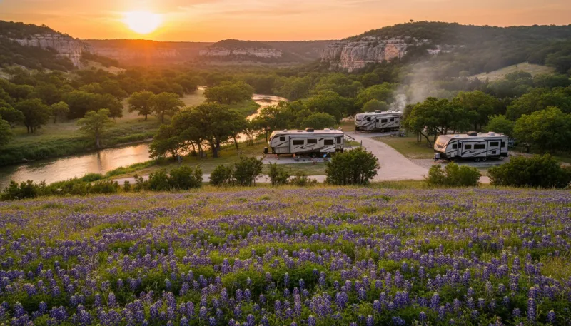 Texas landscape, backdrop for the RV Park Hubs Fredericksburg directory
