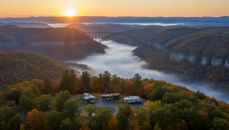 West Virginia landscape, backdrop for the RV Park Hubs Lansing directory
